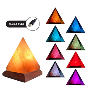 100% Pure Himalayan Salt Lamp Pyramid Shape 3kg Pink Crystal Rock Decorative Lamp with Polished Base Wholesale Pakistan - Product Image 6