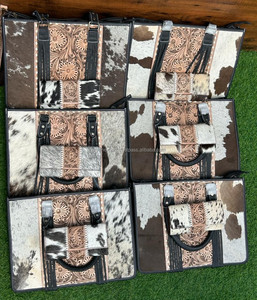 ใหม่จริงมือTooled Cowhideหนังพู่กระเป๋าใหม่สไตล์ตะวันตกTooled Cowhideหนังคลัทช์ของแท้หนังComboชุด - Product Image 3