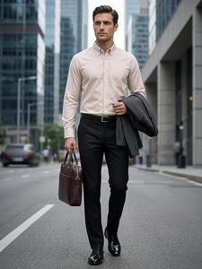 Apex Cotton Mens 100 Percent Cotton Oxford Shirt Long Sleeve Dress Shirts for Men Button <b>Down</b> Work Casual Shirt with Pocket - Product Image 3