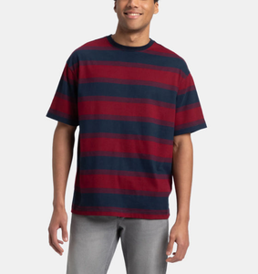 OEM & ODM Service Short Sleeve Striped Printed 100% Cotton Drop Shoulder Oversized Men's T-Shirts Custom <b>Own</b> Logo Thick 240 GSM - Product Image 1