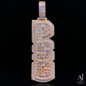 Colgante de Letra Personalizado de Plata de Ley 925 con Baño de Rodio y Oro Rosa, Estilo Hip Hop, con Moissanita, Diseño Iced Out, para Fiestas - Product Image 4