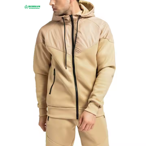 Wholesale High Quality Winter <b>Running</b> Set Men Zipper <b>Hoodie</b> 2 1 Solid Breathable Sports Workout Regular Fit - Product Image 5