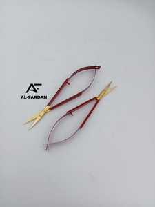 Tijeras para Cejas Color Granate, Acero Inoxidable Sólido, Punta Dorada, Hoja Curva Afilada para Recortar Cejas y Pestañas, Logotipo Personalizado - Product Image 6