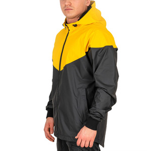 Blouson de motard à capuche pour homme, jaune et noir, imperméable, avec fermeture éclair sur le devant, en polyester, décontracté, pour l'automne - Product Image 4