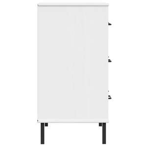 Aparador de Madera de Pino Macizo Blanco con Acabado Metálico, Aparador de Tamaño Mediano - Product Image 6