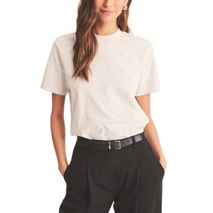 Camiseta Casual de Algodón para Mujer, Cuello Redondo, Manga Corta, Talla Grande, Transpirable, Color Liso Teñido, para Verano - Product Image 1