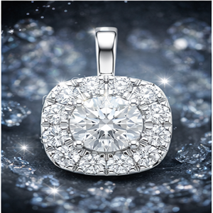 Women's Fashion 10K <b>Solid</b> <b>Gold</b> Custom <b>Pendant</b> Necklace Small Double Square Halo White Lab Grown Diamond Trendy Party Charms Gift - Product Image 4