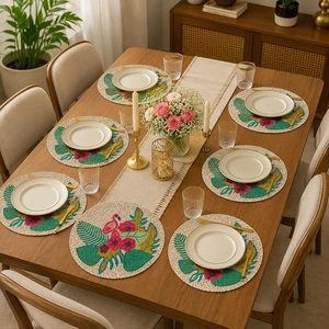 Premium Handmade <b>Beaded</b> Embroidery <b>Placemats</b> Stylish Luxury Dining Table Accessories for Home Restaurant Hotel and Wedding Decor - Product Image 1