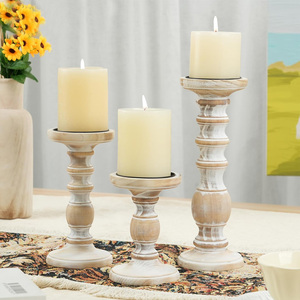 Chandelier en bois de manguier blanc rustique ensemble de 3 Offre Spéciale église décor à la maison bougeoirs et lanternes en bois pour la décoration de la maison - Product Image 2