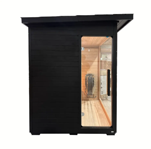 Sauna Exterior de Madera Sólida de Cedro Rojo para 4 Personas con Vidrio Resistente a Altas Temperaturas y Espejo, Estufa Harvia Spring - Product Image 2