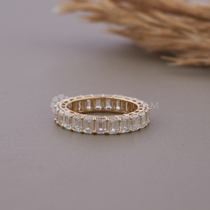 Bague en diamant taille radiant très demandée, alliance éternité en or rose, diamant de laboratoire, pour mariage et fiançailles, pour femme - Product Image 1