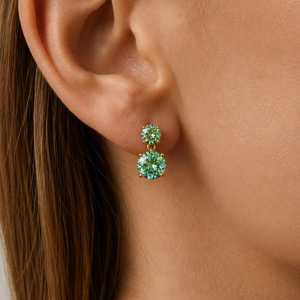 Customize Colored Round Cut Moissanite <b>Drop</b> Earrings For Unisex 925 Silver Fine Party Occasion Gift For Partners - Product Image 3