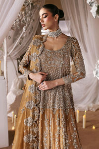 Robe de mariée dorée grande taille pour mère de la mariée, avec dentelle et perles, longueur ras du sol, style ethnique pakistanais Lehenga, sur mesure OEM - Product Image 5