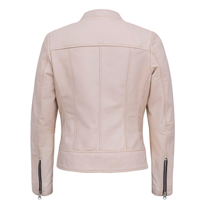 Women Genuine Leather Biker <b>Jacket</b> Slim Fit Zip-Up Waterproof Breathable Solid <b>Motorcycle</b> Coat Casual Streetwear Outerwear - Product Image 2