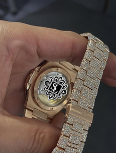 Reloj de Lujo con Movimiento de Cuarzo, Diamantes, Acero Inoxidable, Esfera de Cristal, Pantalla Digital, Resistente al Agua, Fecha Automática, para Negocios y Fiestas - Product Image 3