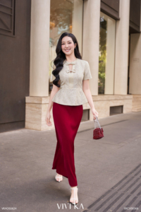 Women's Feminine Bow Detail Peplum <b>Blouse</b> Dobby Fabric SUVI Anti-Pilling Sequin Embroidery Shortsleeve Spandex / Polyester - Product Image 3