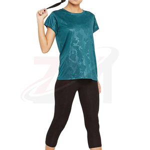 Camiseta Casual de Manga Corta con Cuello Redondo y Estampado por Sublimación en Color Verde Azulado para Mujer, Tejido de Punto de Secado Rápido, 100% Algodón Original - Product Image 5