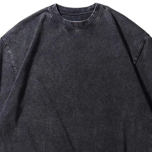 Camisetas de Hombre, Lavadas, Oversize, Cuello Redondo, Color Sólido, 320g, Algodón Grueso, Unisex, Lisas, con Logotipo Personalizado, Estilo Urbano, Corte Holgado, Alta Calidad - Product Image 2
