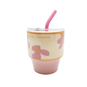 12oz Floral Pattern <b>Double</b> <b>Wall</b> Vacuum Insulated Stainless Steel Coffee Tumbler with Straw Lid - Product Image 2