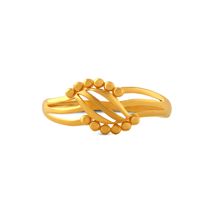 Bague en or tressée élégante, or massif 18 carats, bague ovale abstraite avec bordure perlée, bijou moderne et audacieux - Product Image 3