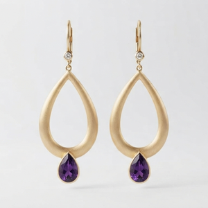 Vintage Gold Plated Sterling Silver Teardrop <b>Dangle</b> <b>Earrings</b> Quartz <b>Diamond</b> Accent Hook Jewelry for Wedding Party Gift - Product Image 1