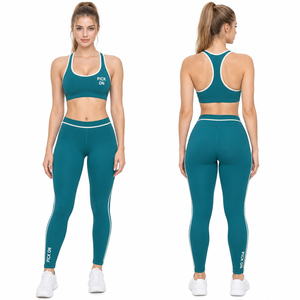 Ensemble de vêtements de sport pour femmes, 2 pièces, soutien-gorge racerback et leggings, ensemble de tenue de sport pour la salle de sport, ensemble de leggings de yoga écologiques pour femmes - Product Image 2