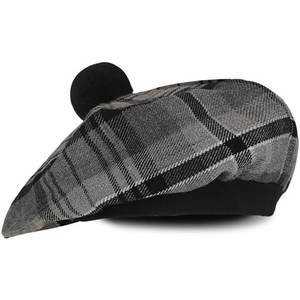 Chapeau écossais tartan Tam o' Shanter avec pompon, bonnet en laine personnalisé, vente en gros - Product Image 1
