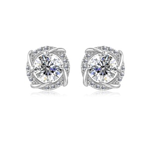 Boucles d'oreilles en diamant de Moissanite VVS1 en argent Sterling S925, nœud d'amour, bijoux pour femmes, bijoux de destin, nouvelle vente - Product Image 2