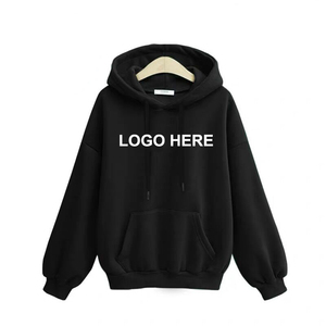 เสื้อฮู้ดโอเวอร์ไซส์แบบยูนิเซ็กซ์ สีพื้น ผ้าฝ้ายเฟรนช์เทอร์รี่ มีกระเป๋า สวมใส่สบายๆ สำหรับฤดูใบไม้ร่วง พิมพ์ลายโลโก้ด้านหน้าด้วยเทคนิคฮีททรานเฟอร์ - Product Image 1