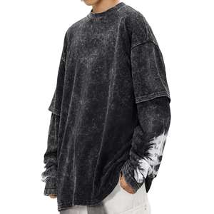 เสื้อยืดแขนยาวผู้ชายไซส์ใหญ่ คุณภาพพรีเมียม พิมพ์ลายวินเทจสองชั้น สไตล์ลำลอง เสื้อยืดผู้ชาย - Product Image 3