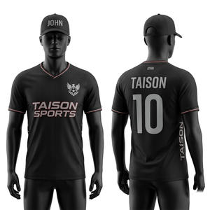 Camiseta de Fútbol para Hombre, Premium, 150 GSM, Tejido de Poliéster Transpirable, Diseño de Rayas Negras, Logotipo Personalizado por Sublimación, Ajuste Cómodo - Product Image 1