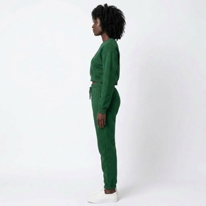 Ensemble de survêtement court en molleton 2 pièces pour femme avec logo personnalisé, vente en gros OEM - Product Image 2