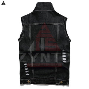 Nouvelle Arrivée Gilet en Jean Tendance pour Homme à Prix Bas Respirant Durable Bleu Foncé Boutons Cachés Gilet en Denim OEM pour Homme - Product Image 2