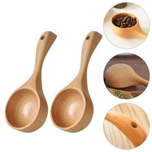 Cuillère en bois classique écologique avec manches longs et courts, capacité de 10 à 30 ml, pour café, thé, sucre et épices - Product Image 4
