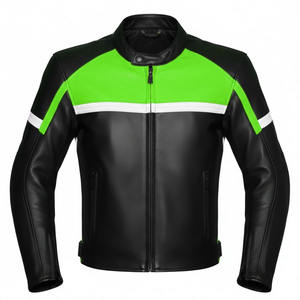 Chaqueta de Motociclista de Cuero Genuino Estampada al por Mayor, Tallas Grandes, con Cremallera, Hombros Acolchados, Impermeable y Transpirable - Product Image 1