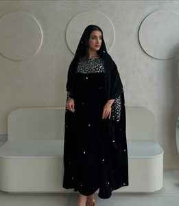 AWAIS HOUSE Dubai - Abaya Kaftan Musulmana Islámica de Talla Grande, con Lentejuelas de Terciopelo, Hecha a Mano, con Dobladillo Acampanado, Ligera, para Bodas y Fiestas - Product Image 6