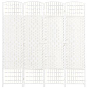 Paravento Pieghevole a 4 Pannelli in Fibra Bianca Ondulata, Divisorio Autoportante per Casa e Ufficio con Materiale in Bambù e Carta - Product Image 1