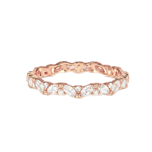 Marquise & Round Lab Diamond Band 9K 10K 14K 18K Solid Gold Vintage Engagement Ring Full Eternity Diamond Band Anniversary Band - Product Image 3