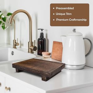 Handcrafted Rustic <b>Wooden</b> Riser <b>Stand</b> with Low Profile Design Decorative Pedestal Platform Display Tray for Kitchen Countertop - Product Image 3