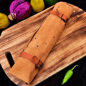 Juego de Cuchillos de Chef de 7 Piezas de Acero de Damasco Forjado a Mano, Cuchillos de Cocina Profesionales con Mango de Madera Ambidiestro, Juego de Cuchillos para Exteriores - Product Image 1