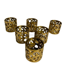 Rond de serviette en laiton de luxe avec design vintage Lot de 6 plaqué or parfait pour les mariages et la vaisselle d'hôtel - Product Image 1