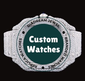 Reloj de Pulsera para Hombre, Diseño Cuadrado Plateado con Esfera de Números Arábigos Rosados, Completamente Cubierto de Diamantes, Estilo Hip Hop, Lujoso, Mecánico de Cuarzo - Product Image 1