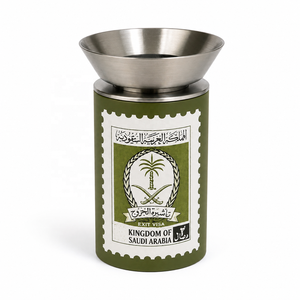 Brûleur d'encens Bakhoor vert olive, emblème de l'Arabie Saoudite, Mabkhara, encensoir en acier inoxydable - Product Image 1