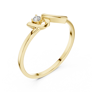Anillo clásico minimalista de oro macizo de 14k con diamante de corte redondo para mujer, ideal para regalo, compromiso, aniversario, boda - Product Image 4