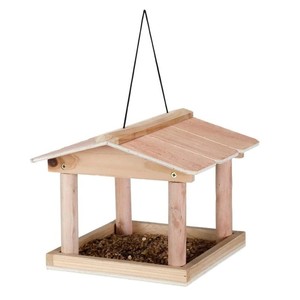 Mangeoire à oiseaux suspendue en bois de manguier, vente en gros |   Mangeoire de jardin en bois naturel - Product Image 1
