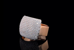 Iced Out Dome <b>Ring</b> Rose Gold Hip Hop Diamond Simulated Stone Luxury <b>Statement</b> Jewelry Gift For Men Women - Product Image 3