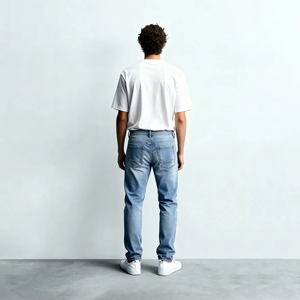 Pantalones Vaqueros de Moda para Hombre, Corte Slim Fit, Lavado Claro, Elásticos, de Algodón Suave, Estilo Vintage, Casuales, Azules, para Uso Diario - Product Image 2