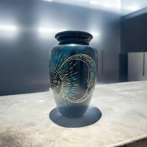 Urna de Metal con Acabado en Esmalte Azul, Urna Conmemorativa para Cremación de Adultos, Recipiente para Cenizas, Exhibición de Mesa - Product Image 5