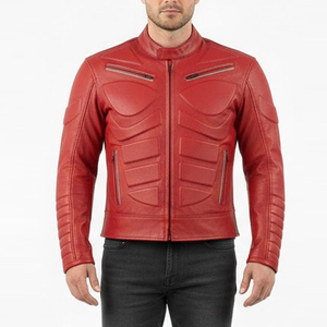 Veste de moto élégante, confortable, respirante, de haute qualité, pour hommes, en cuir résistant, avec rembourrage de sécurité - Product Image 1