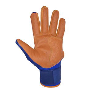 Guantes de Béisbol de Cuero Azul y Naranja, Transpirables, con Palma Perforada, Absorción de Impactos, Agarre Ajustable, Cierre de Muñeca Ajustable, Tallas XXL/XL - Product Image 3
